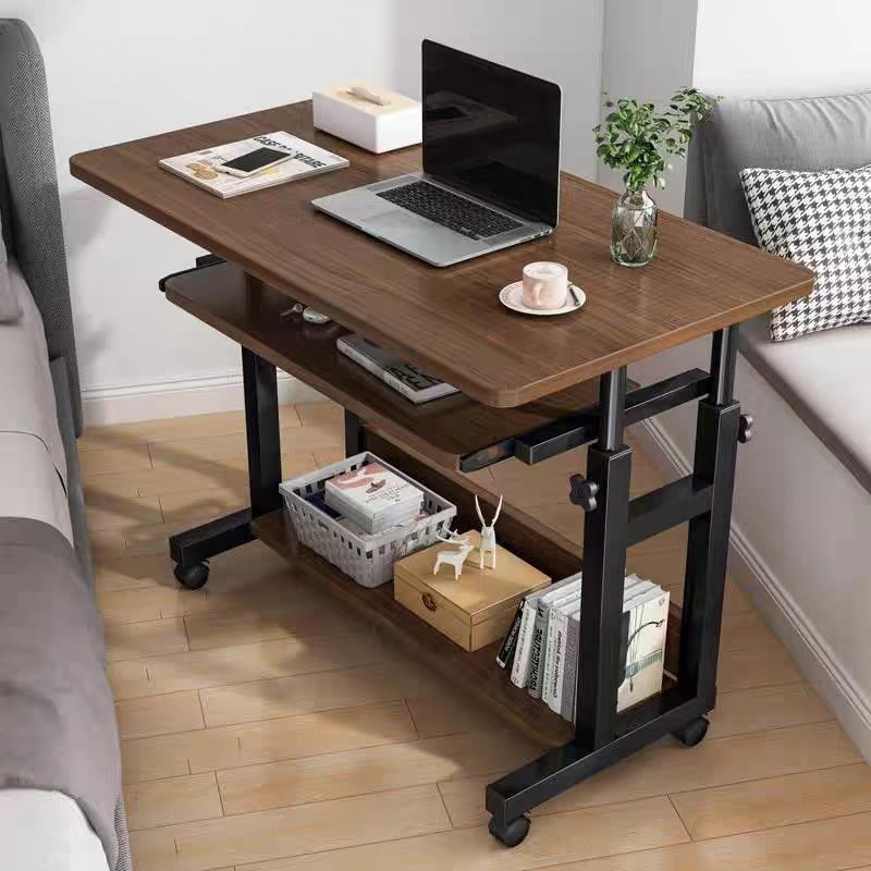 Desk Setup Wood - Movable small table, bedside table, bedroom,