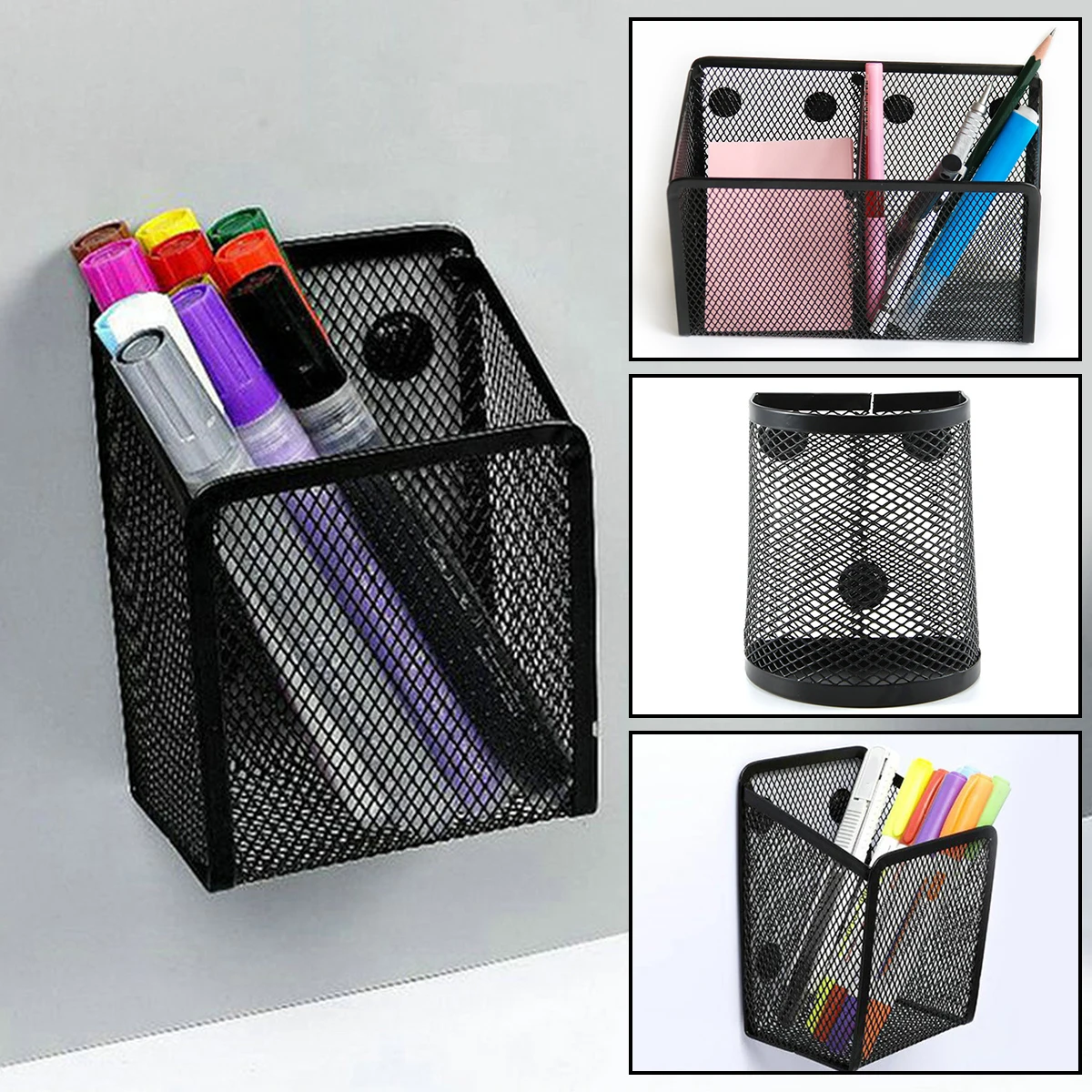 Pen Cup Magnetic - Metal Mesh Pen Cup Sturdy Magnetic