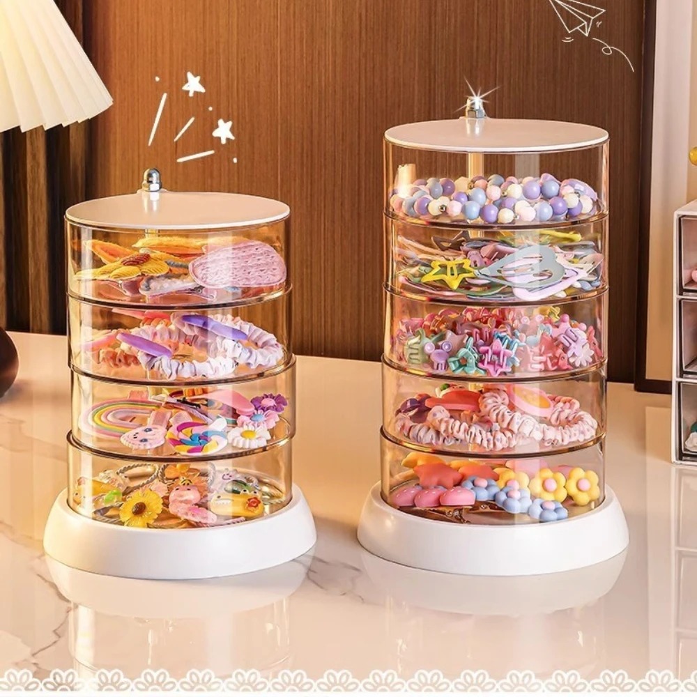 Cable Box Organizer - 360 Rotating Clear Hair Accessory Organizer