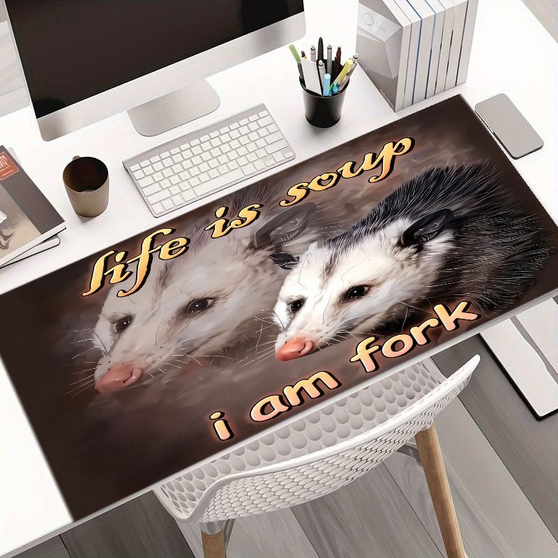 Desk Setup Ergonomics - Whimsical Large Mouse Pad Flying Dragon