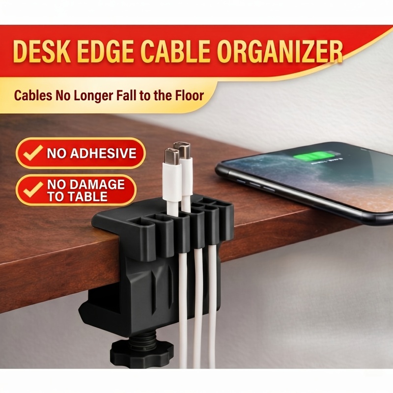 Desk Setup Equipment - 3 desktop cable manager clips USB