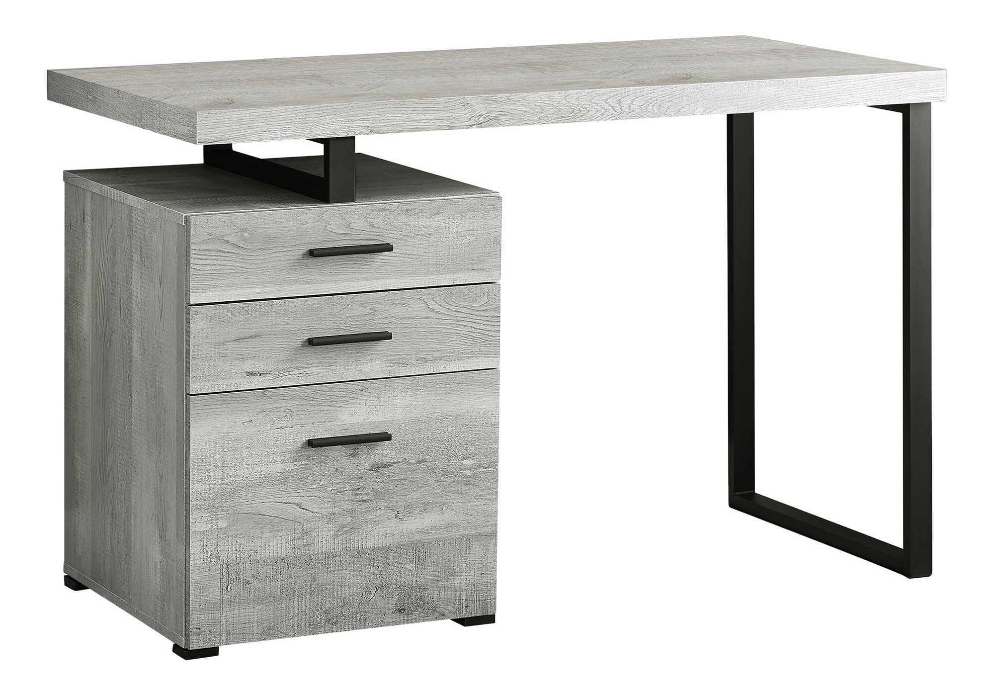 Desk Setup Grey - Computer Desk with File Cabinet -