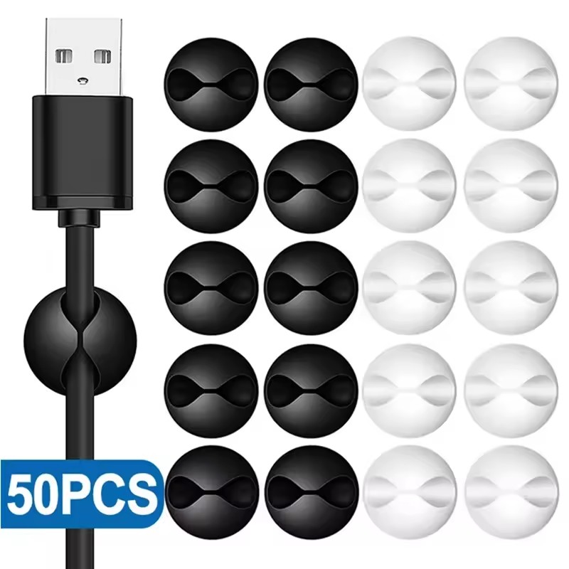 Cable Box Organizer - 5/50Pcs Desktop Wall Cable Clips Wire