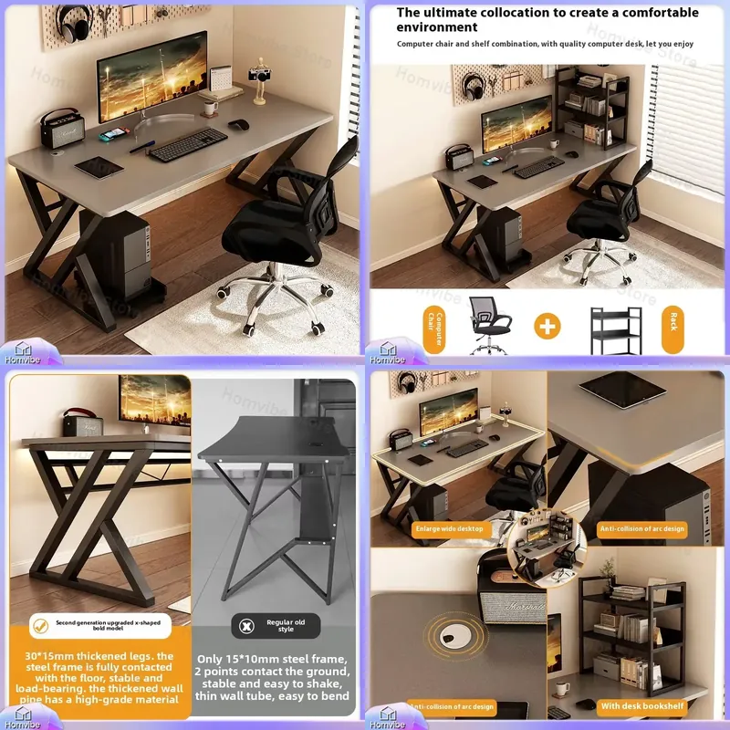 Desk Setup Ergonomics - Modern Wooden Computer Desk for Home