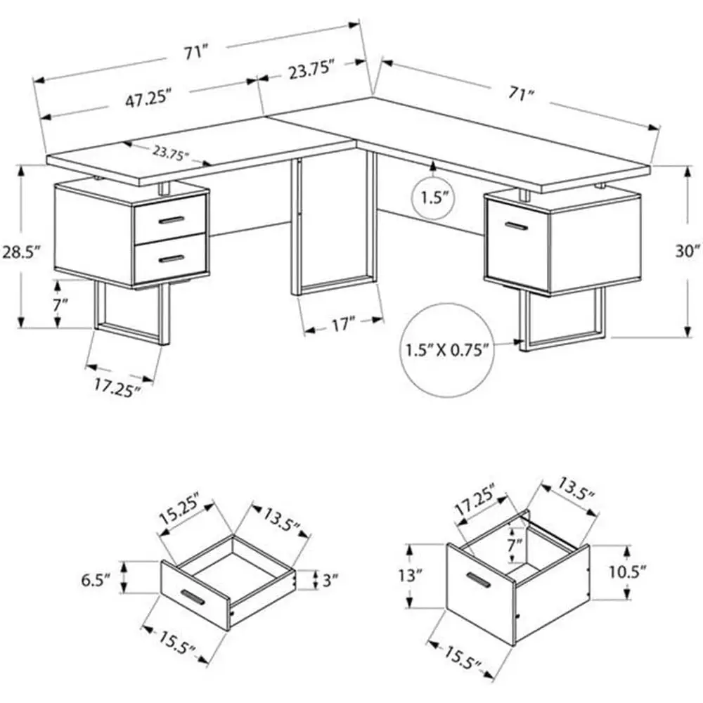 L-Shaped 70 Computer Desk with - Desk Setup Grey ulasan dan harga
