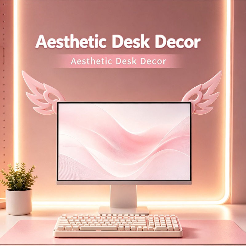 Kawaii 3D Wing Decor for Compu - Desk Setup No Computer ulasan dan harga