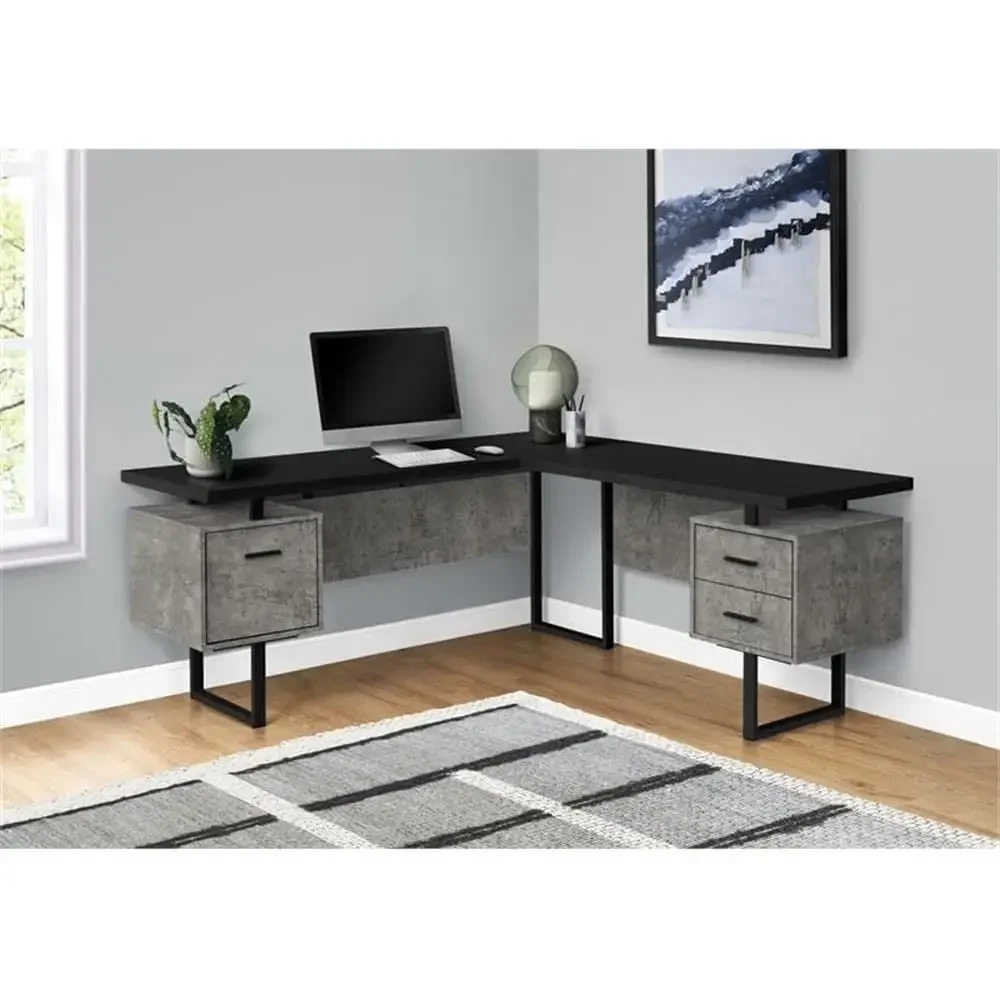 L-Shaped 70 Computer Desk with - Desk Setup Grey ulasan dan harga