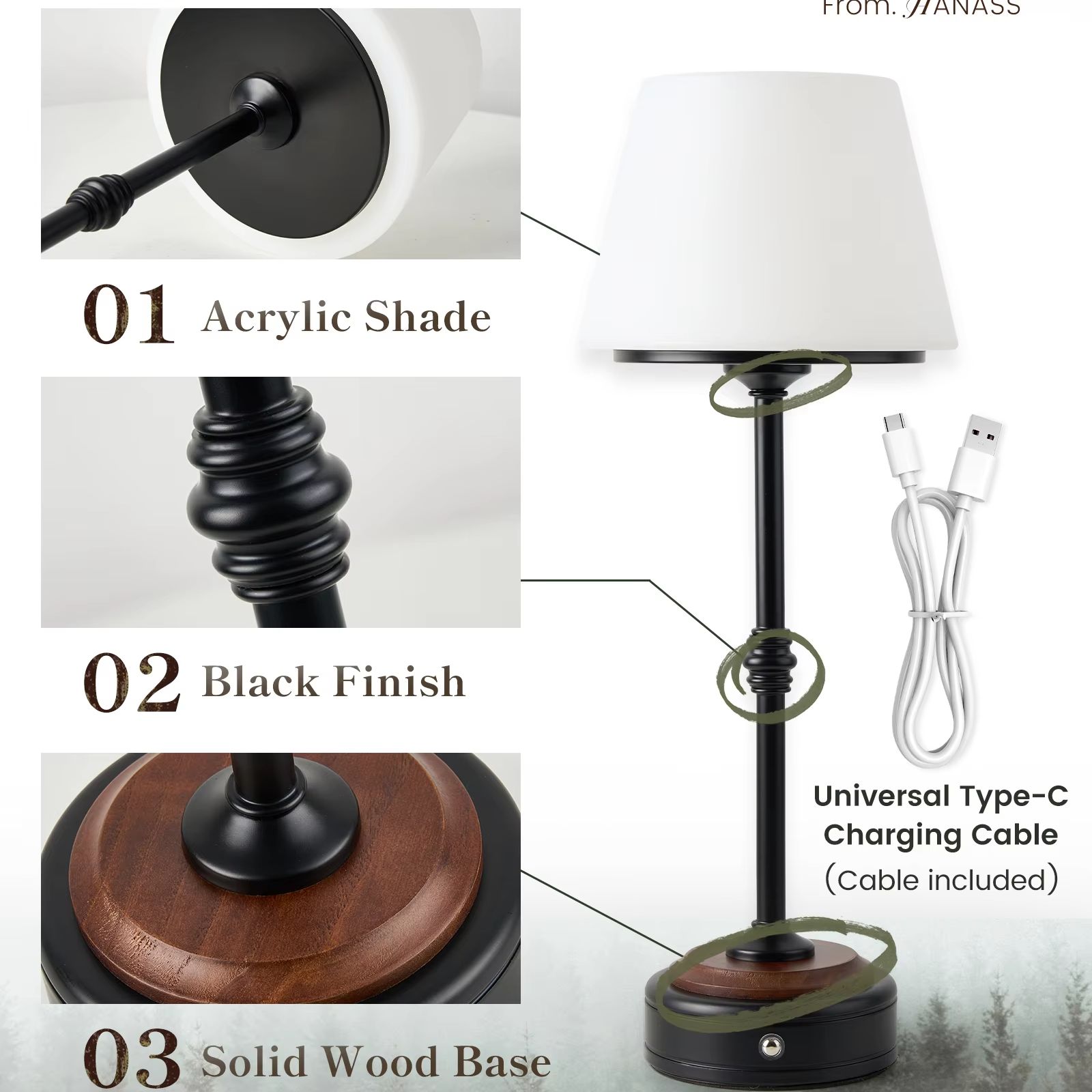 Cordless Table Lamps Set of  5 - Desk Setup Light ulasan dan harga