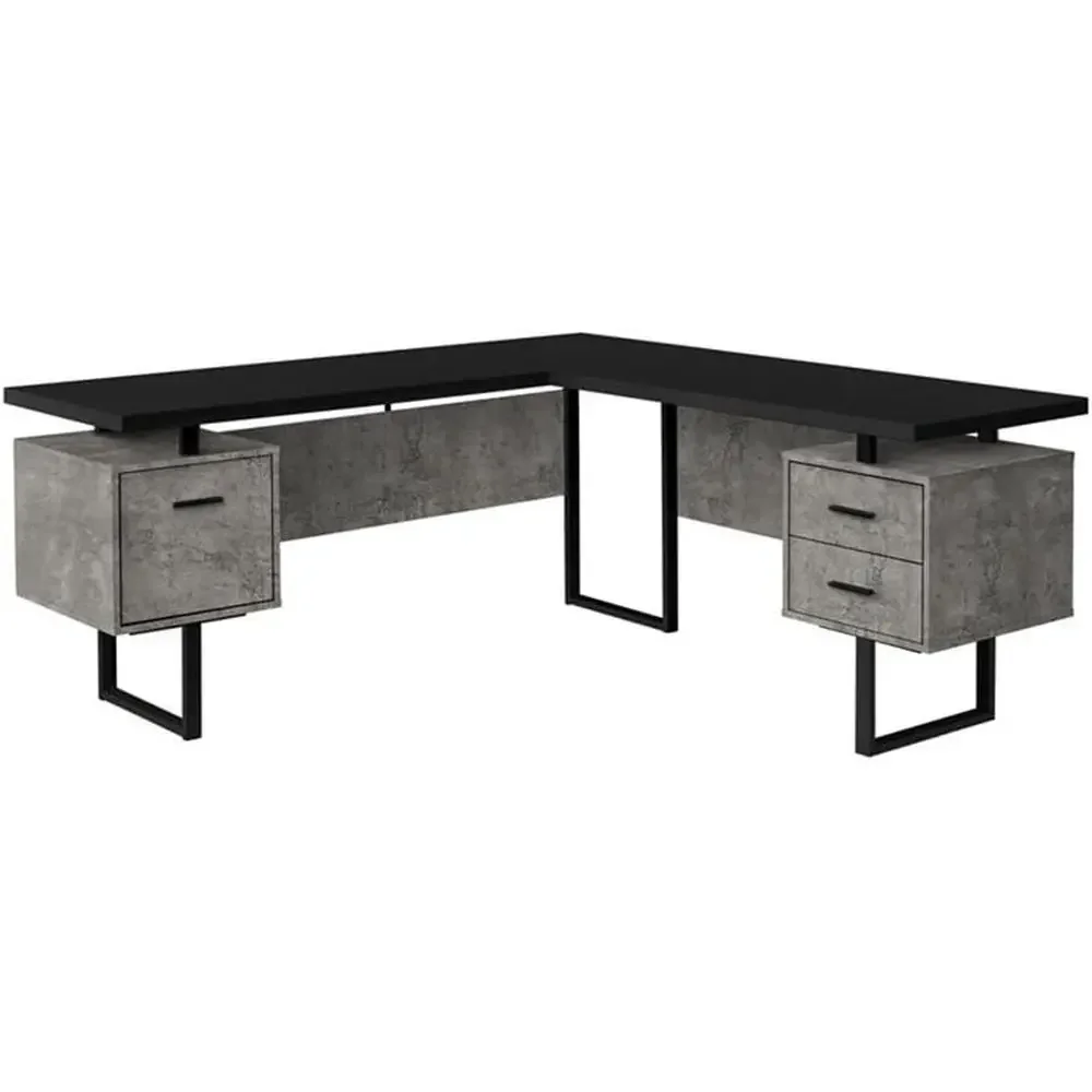 L-Shaped 70 Computer Desk with - Desk Setup Grey ulasan dan harga