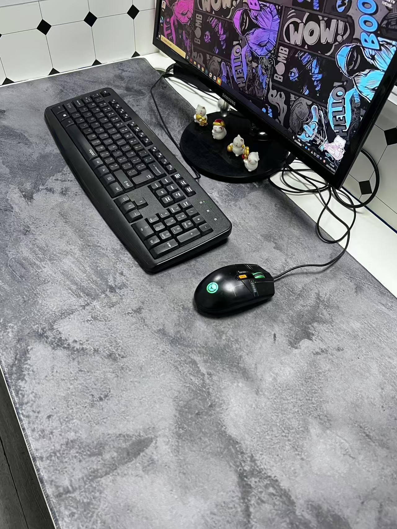Grey Marble Big Mousepepad Mou - Desk Setup Grey ulasan dan harga