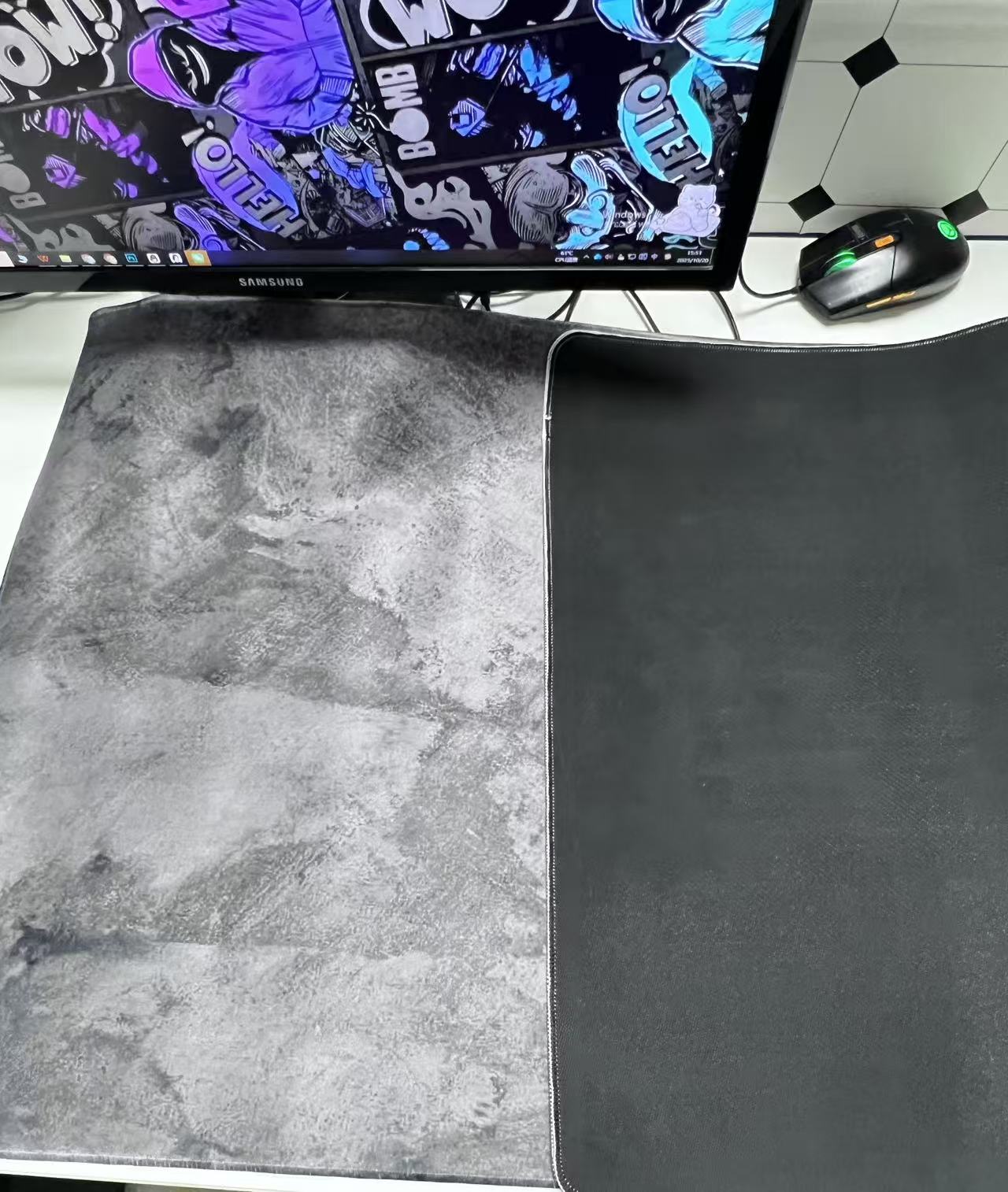 Grey Marble Big Mousepepad Mou - Desk Setup Grey ulasan dan harga