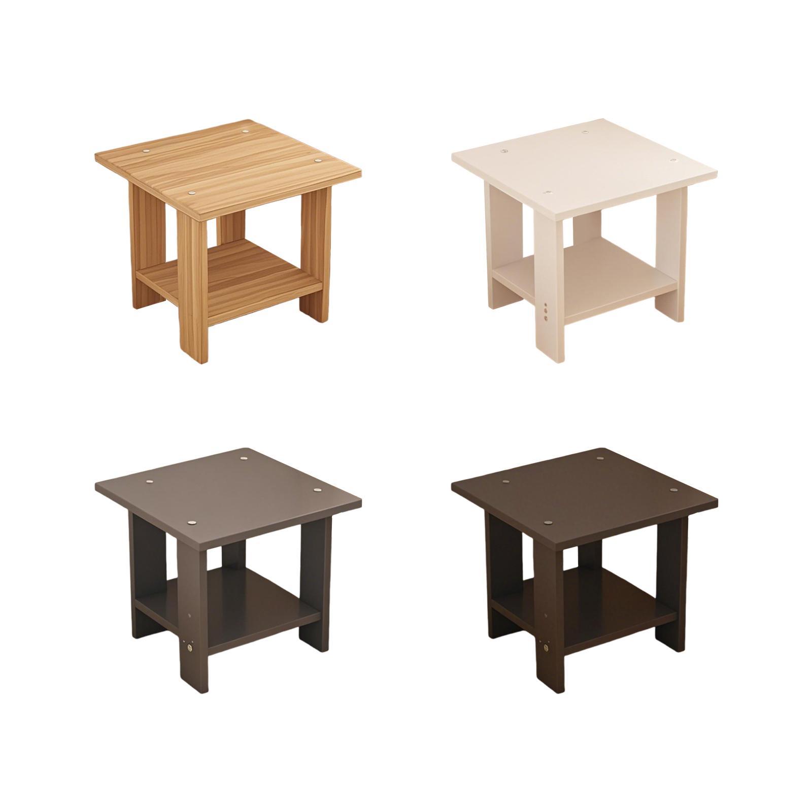 Wooden Double Layers Side Tabl - Desk Setup Wood ulasan dan harga