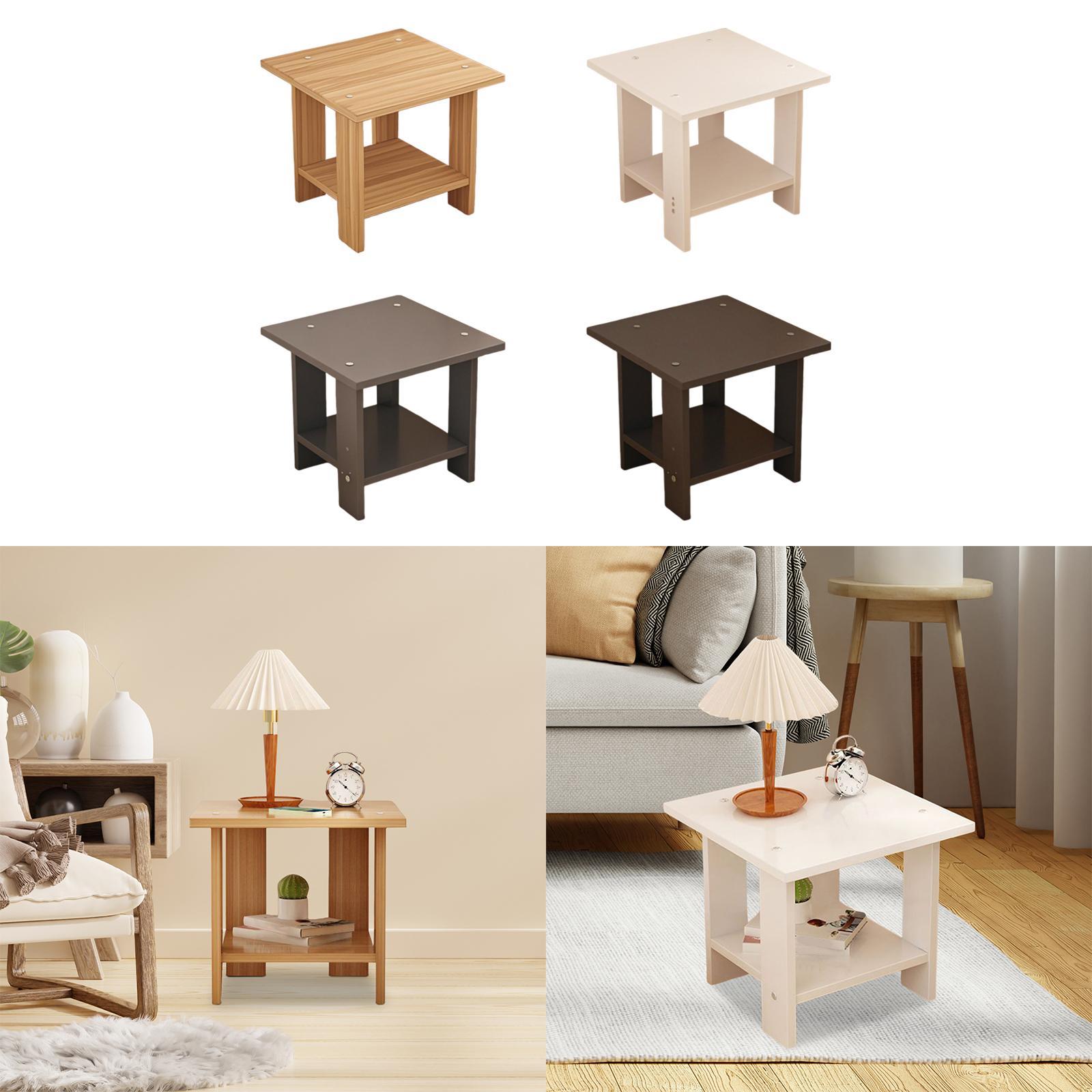 Wooden Double Layers Side Tabl - Desk Setup Wood ulasan dan harga