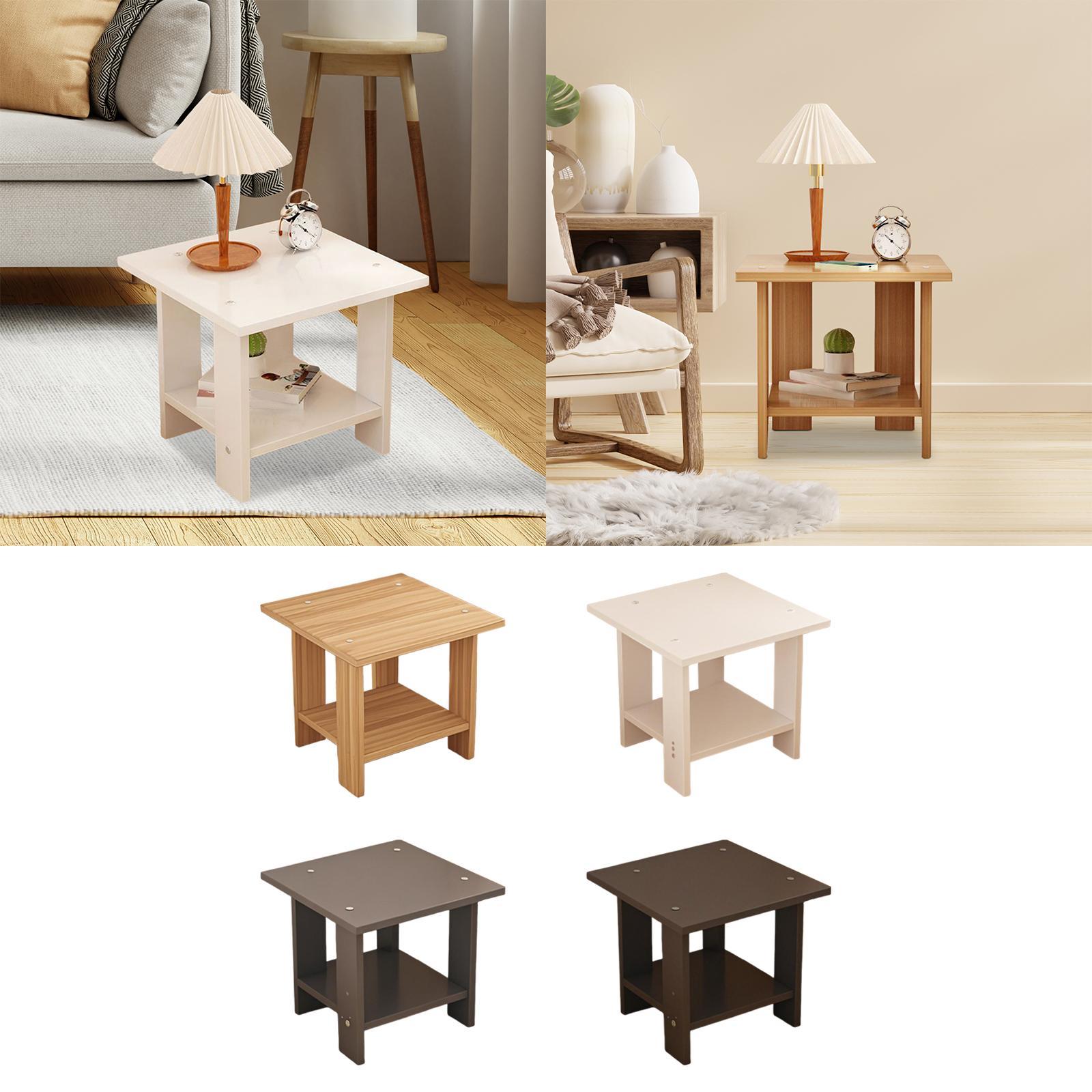 Wooden Double Layers Side Tabl - Desk Setup Wood ulasan dan harga