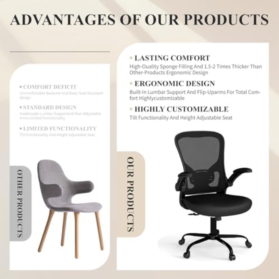 Mesh Office Chair, Ergonomic C - Desk Setup Ergonomics ulasan dan harga