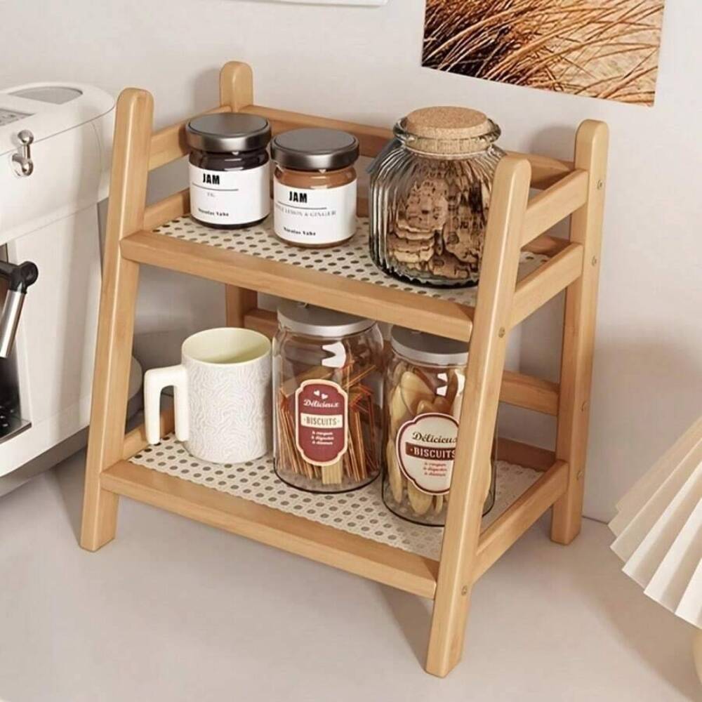 2-Tier Bamboo Countertop Stora - Desk Setup Wood ulasan dan harga