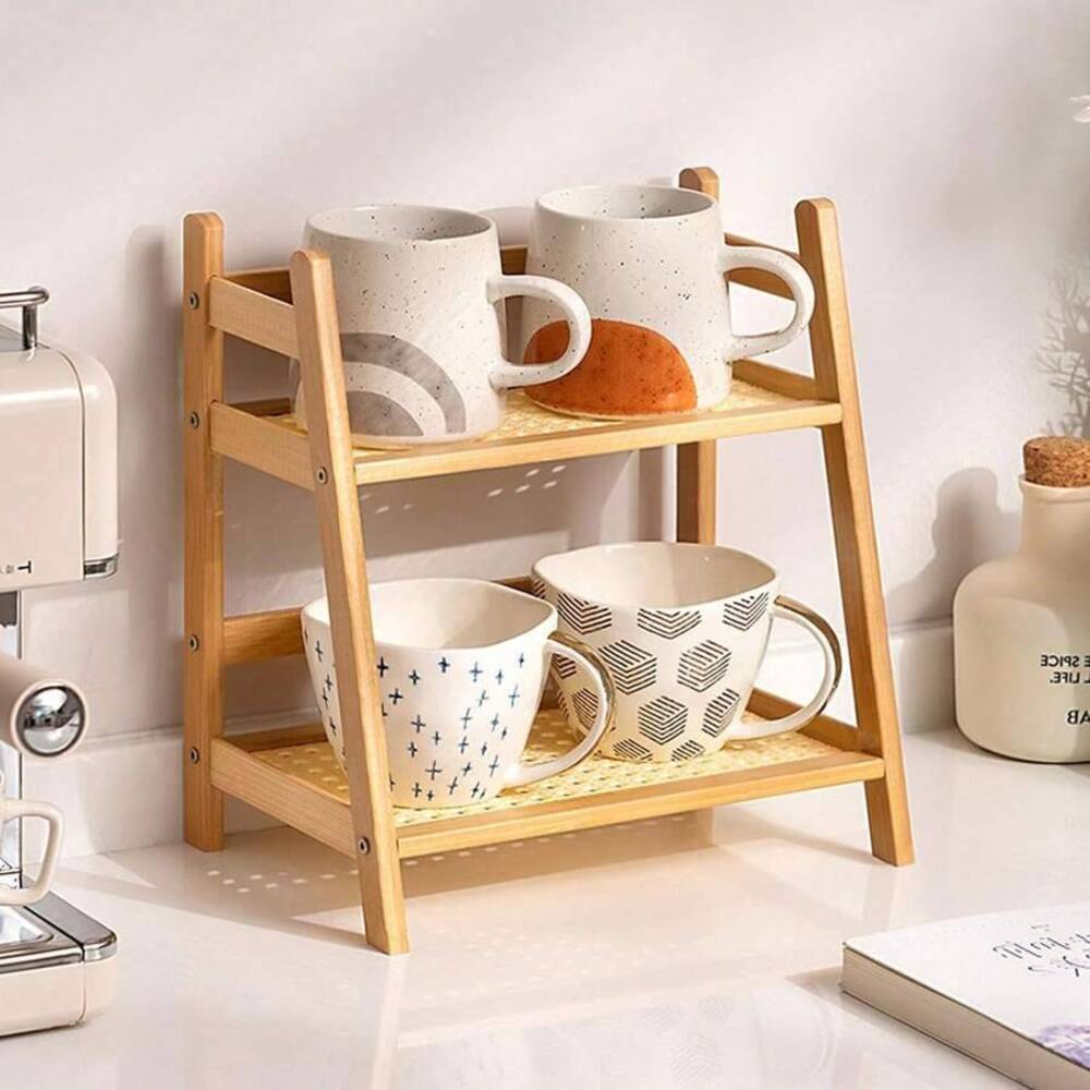 2-Tier Bamboo Countertop Stora - Desk Setup Wood ulasan dan harga
