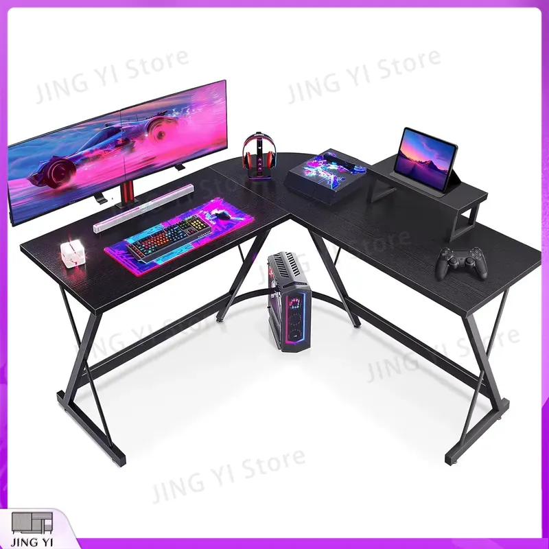 L Shaped Gaming Desk with Moni - Desk Setup No Computer ulasan dan harga