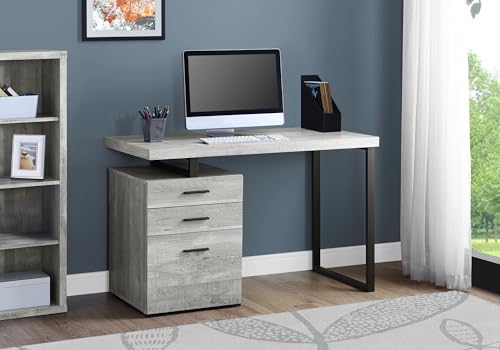 Computer Desk with File Cabine - Desk Setup Grey ulasan dan harga