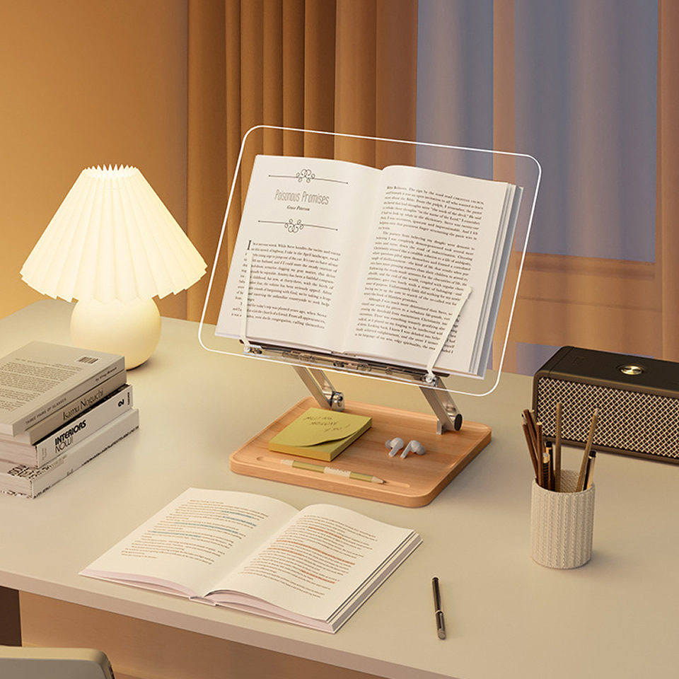 Wooden Reading Stand with Ligh - Desk Setup Wood ulasan dan harga