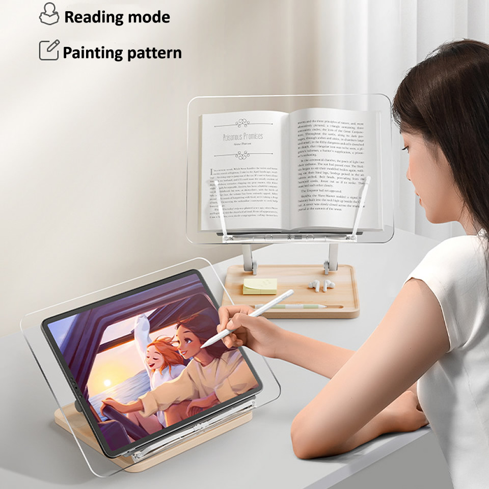 Wooden Reading Stand with Ligh - Desk Setup Wood ulasan dan harga