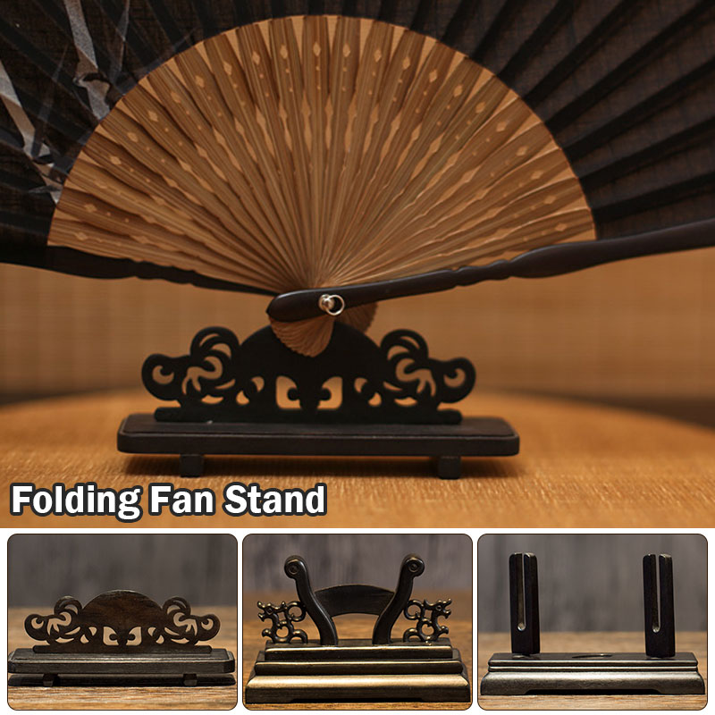 Vintage Art Style Folding Fan  - Desk Setup Wood ulasan dan harga
