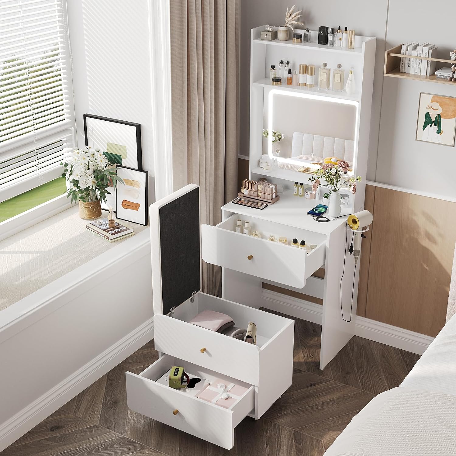 Make Up Vanity Desk with Mirro - Desk Setup Bedroom ulasan dan harga