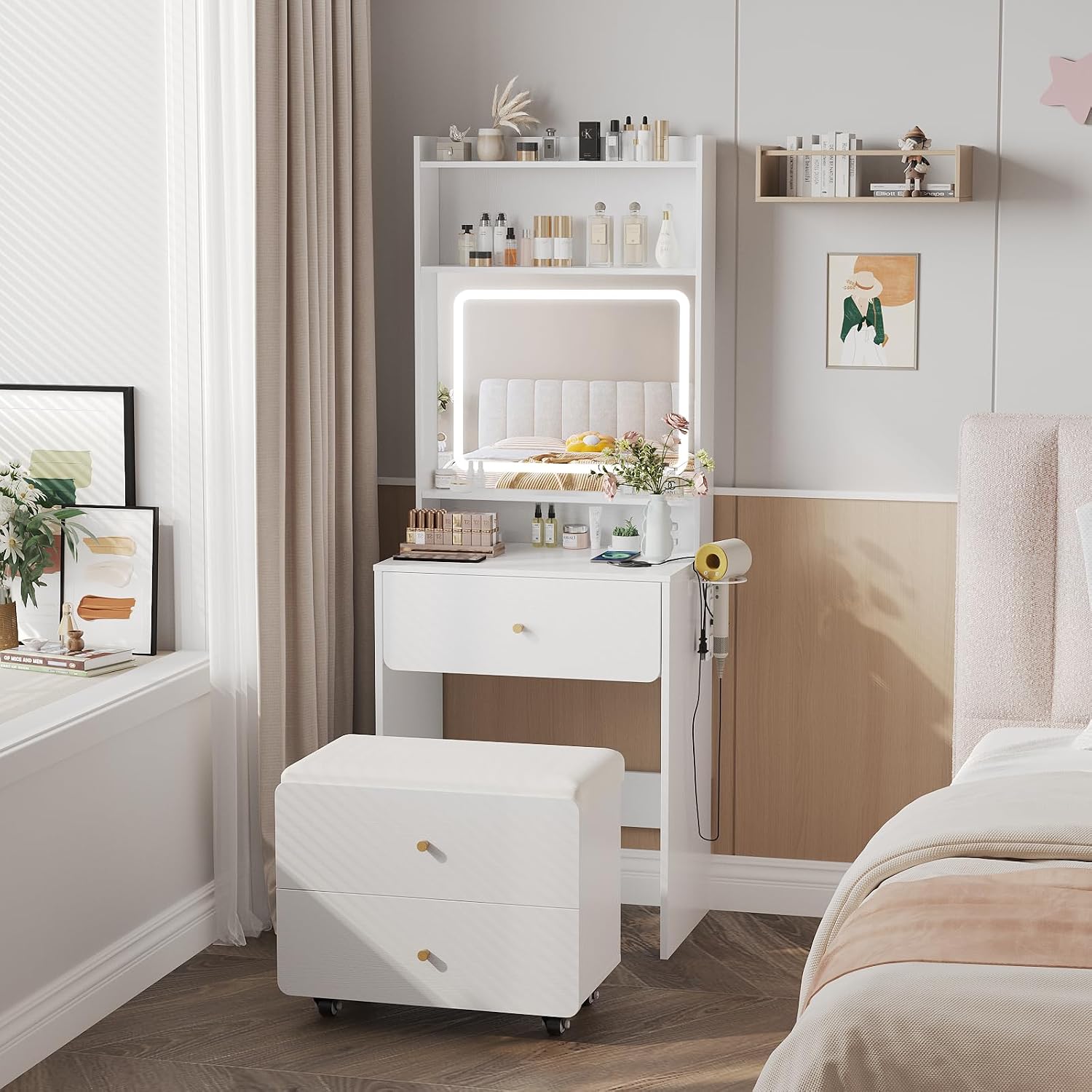 Make Up Vanity Desk with Mirro - Desk Setup Bedroom ulasan dan harga