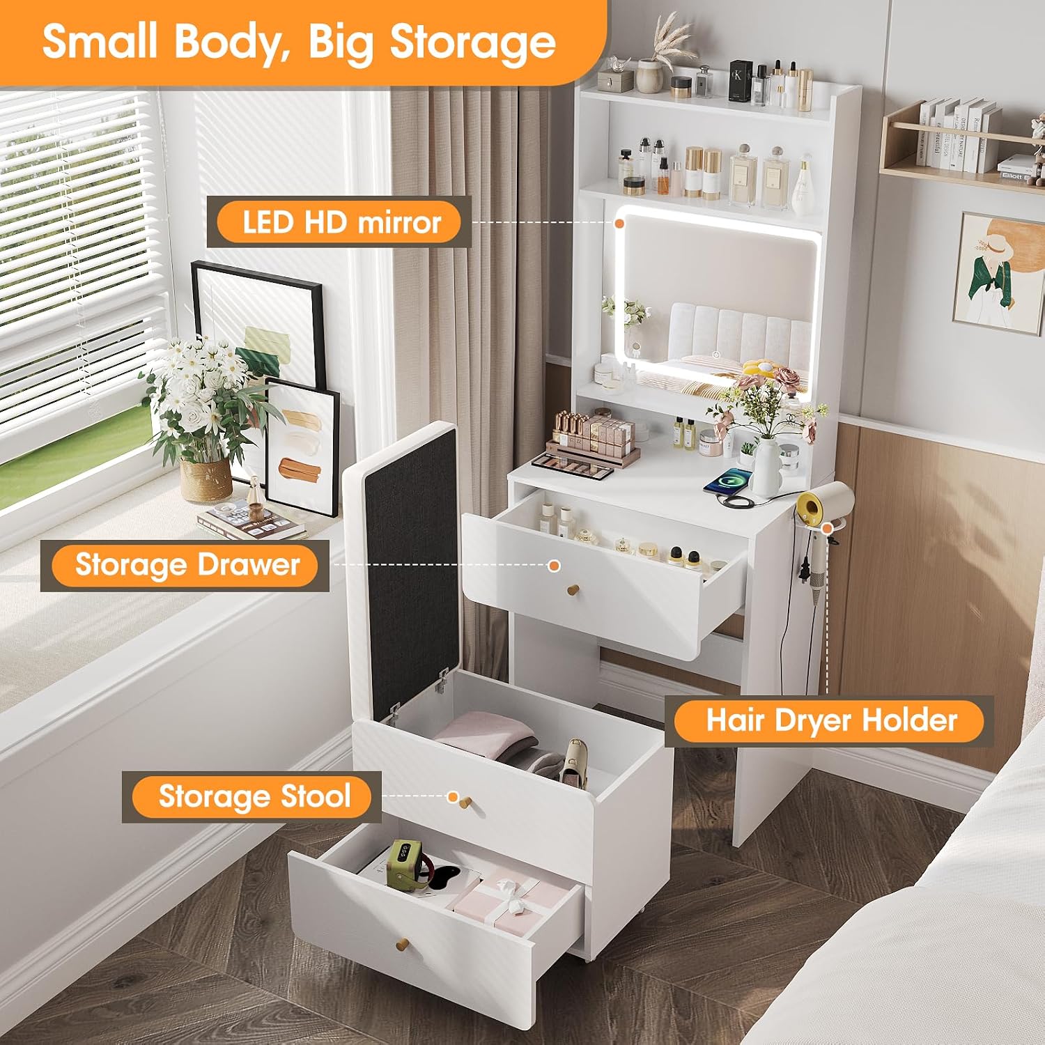 Make Up Vanity Desk with Mirro - Desk Setup Bedroom ulasan dan harga