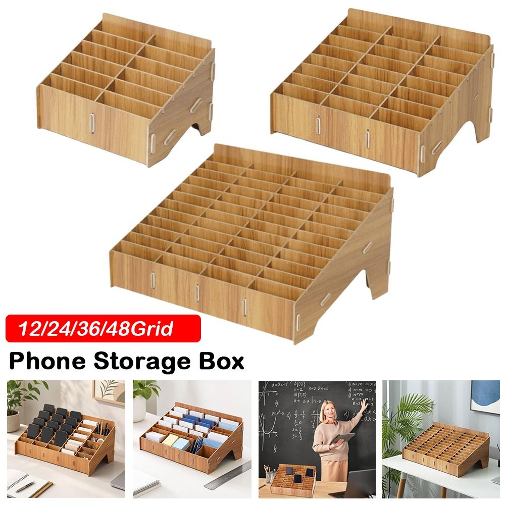 12/24/36/48Grid Phone Storage  - Desk Setup Wood ulasan dan harga